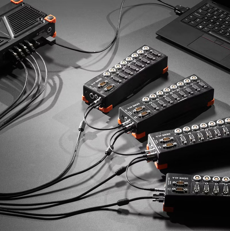 <h2 id="expand-channel-count" class="chakra-heading post-heading css-kjzmkl">Expand Channel Count</h2>
<p>If the channel count on one DEWE-43A DAQ instrument is not enough our flexible design allows you to easily extend channels at any time.&nbsp;</p>
<p>You can either synchronize multiple DEWE-43A instruments together or extend input channel count with any of our other DAQ systems such as SIRIUS or KRYPTON, or even navigational instruments or CAN interfaces.&nbsp;</p>
<p>The configuration for working with multiple instruments is as easy as working with a single unit and thanks to synchronization technologies (internal or external IRIG, GPS) data will always be perfectly synchronized.</p>