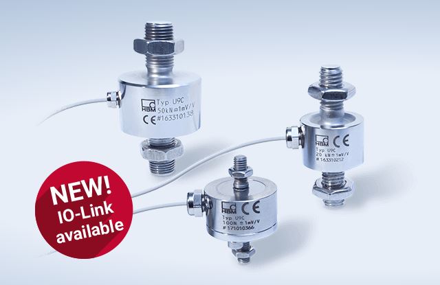 <h2>U9C</h2>
<p>Miniature tensile and compressive force transducer for precise static and high-rigidity dynamic load measurement applications.</p>
<h3>Highlights</h3>
<ul>
<li> Versatile tensile and compressive force transducer capable of measuring in both directions</li>
<li>Wide nominal force spectrum from 50 N up to 50 kN with HBK accuracy class 0.2</li>
<li>High rigidity design, making it particularly suited for fast dynamic measurement tasks</li>
<li>Non-rusting construction with IP67 protection class for challenging environments</li>
</ul>
<ul>
</ul>
<h3>Tech Specs</h3>
<ul>
<li><strong>Maximum Capacity (Nominal Load):</strong> 50 N, 100 N, 200 N, 0.5 kN, 1 kN, 2 kN, 5 kN, 10 kN, 20 kN, 50 kN</li>
<li><strong>Tensile / Compression:</strong> Both directions</li>
<li><strong>Type/Technology:</strong> Strain Gauge</li>
<li><strong>Calibration:</strong> Calibrated</li>
<li><strong>Output Signal:</strong> mV/V (passive strain gauge), Voltage (0...10V), Current (4-20mA), IO-Link</li>
<li><strong>Degree of Protection:</strong> IP67</li>
<li><strong>Mechanical Interfaces:</strong> Both sides central external thread</li>
<li><strong>Height (Without Accessories):</strong> 42 mm, 44.5 mm, 60 mm, 84 mm</li>
<li><strong>Diameter (Without Cable or Plug):</strong> 18 mm, 26 mm, 46 mm</li>
</ul>