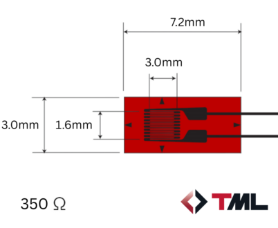 <table>
<tbody>
<tr>
<td>Resistance</td>
<td>350&Omega;</td>
</tr>
<tr>
<td>Applicable specimen</td>
<td>Metal, Glass, Ceramics</td>
</tr>
<tr>
<td>Backing</td>
<td>Epoxy</td>
</tr>
<tr>
<td>Operational temp. (&deg;C)</td>
<td>-20~+150&deg;C</td>
</tr>
<tr>
<td>Element</td>
<td>Cu-Ni</td>
</tr>
<tr>
<td>Strain Limit</td>
<td>5% (50000&times;10-6 strain)</td>
</tr>
<tr>
<td>Bonding adhesive</td>
<td>CN, P-2, EB-2<br /><br /></td>
</tr>
</tbody>
</table>